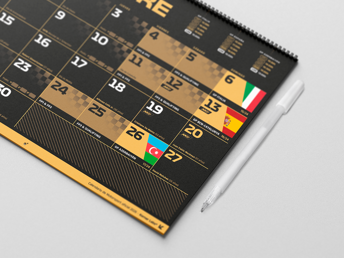 Calendario de pared 2026 de Formula 1 (+ MotoGP, F2, F3, WEC y más) - Motorsport